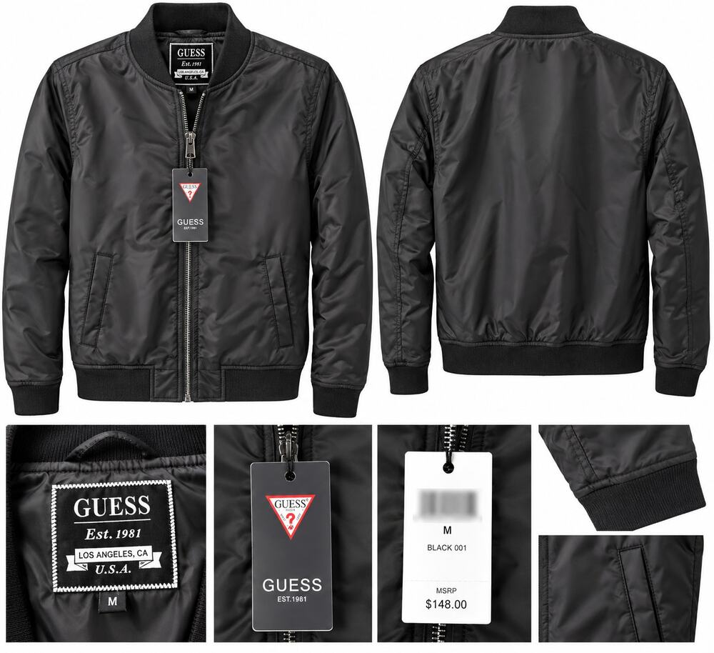 GUESS Men’s Black Bomber Jacket – Size M – New With Tags